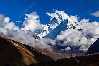 Himalaya Inspirational Landscape, Ama Dablam Mountain in Nepal