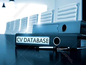 CV Database on Office Binder. Blurred Image. 3D.