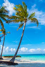 Beautiful tropical Maldives island, white sandy beach and sea w