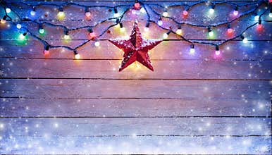 Christmas Lights And Star Hanging