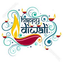 Happy Diwali typography in calligraphy style for festival of India