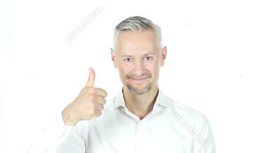 Thumbs Up By Businessman , White Background,Young,,,,