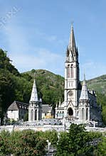 Roman catholic basilica in pilgrimage town Lourdes