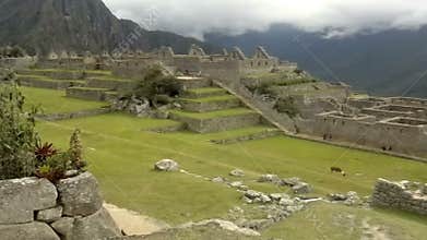 View of the ancient Inca City of Machu Picchu. The 15-th century Inca site.'Lost city of the Incas'.