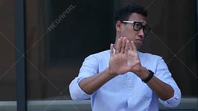 Gesture of Disliking, Rejection by Young Black Handsome Man