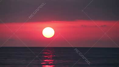 Sunset over the Sea. Time Lapse