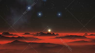 Night, Stars and Alien Planet