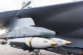 Bombs under aircraft wing