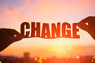 Silhouette of change word