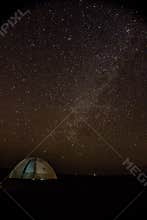 Tent under starry sky in Little Rann of Kutch