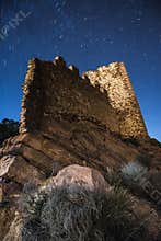 Castle ruins with startail sky.
