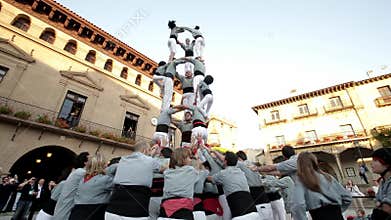 Traditional human tower in Spain