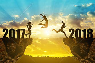 Girls jump to the New Year 2018