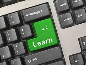 Computer keyboard with key Learn