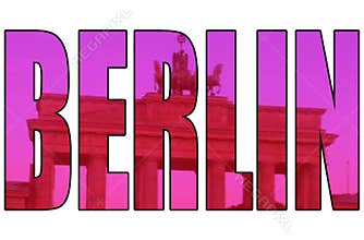 Artistic Berlin gate picture through text isolated