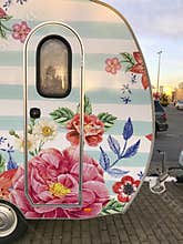Caravan painted with flowers