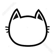 Black cat head face contour silhouette icon. Line pictogram. Cute funny cartoon character. Kitty kitten whisker Empty template.