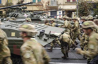 Ukraine, Kiev, August 24, 2016. Military parade dedicated to the Independence Day of Ukraine.