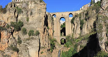 Zoom in view on Puente Nuevo bridge in Ronda
