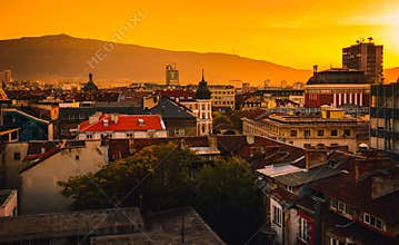 View over city centre in Sofia Bulgaria