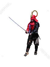 Samurai with sword-fighting po