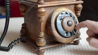 Close-up view on old telephone