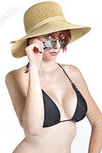 Young Woman Looks Over Sunglasses