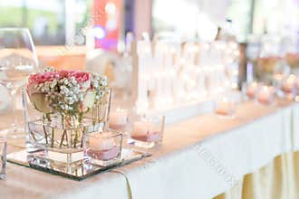 Beautiful wedding table with Mr. & Mrs.