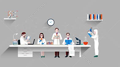 Scientists in laboratory video animation footage