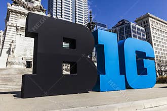 Indianapolis - Circa March 2017: Big Ten Conference logo also stylized as the Big 10 or B1G in Downtown Indianapolis I
