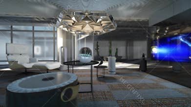 3d animation of future living room lighting up