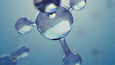 3D rendered footage with animation of rotation of model molecules from glass