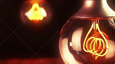 Turn on and turn off, with blinking effect, retro vintage light bulb with led technology built-in on warm light