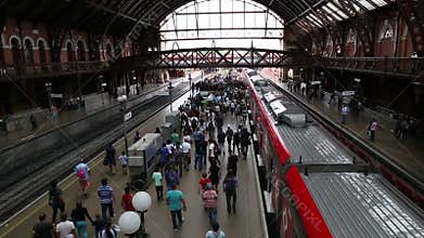 Platform of Luz Station Estacao da Luz in Sao Paulo