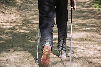 Man walking cross country