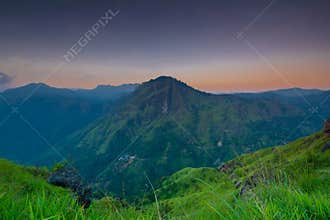 Beautiful sunrise at little Adams peak in Ella, Sri Lanka
