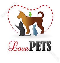 Love pets silhouettes logo