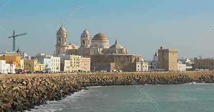 View of Cadiz Cathedral with zoom in