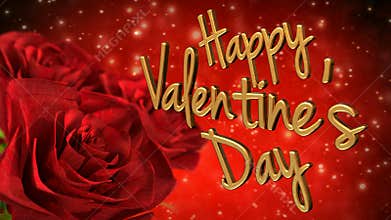 Happy valentines day theme with red roses. 3D render loop