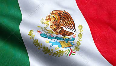 Mexico flag waving texture fabric background