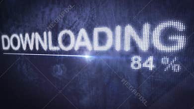 Downloading + complete progress bar closeup motion