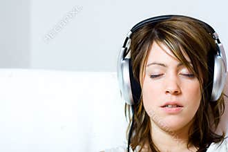 Woman wearing headphones