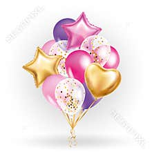 Heart star Gold balloon Bouquet