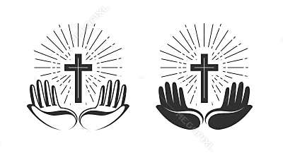 Religion concept. Bible, church, faith, pray icon or symbol. Vector illustration