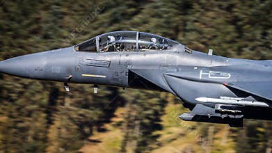 F15 USAF fighter jet cockpit in flight