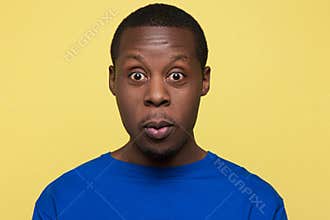Surprised African American. Emotion of amazement