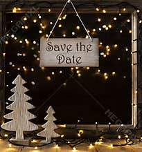 Window, Lights In Night, Text Save The Date
