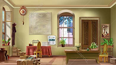 Interior of a vintage room on a sunny day