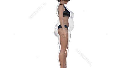 Slim fat after diet video animation isolated on white