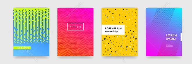 Color gradient abstract geometric pattern texture for book cover template vector set